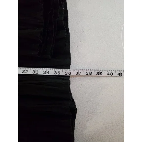 Vintage 90s Y2K Maxi Skirt One Size Black Ruffle Tiered Witchy Goth Whimsigoth - Picture 7 of 11